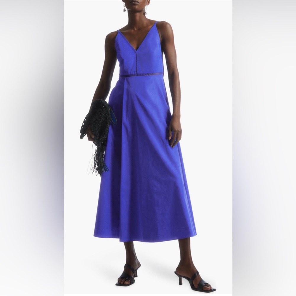 COS Cobalt Blue Cotton Poplin Maxi Dress Voluminous A-Line NWT 12 Summer Event
